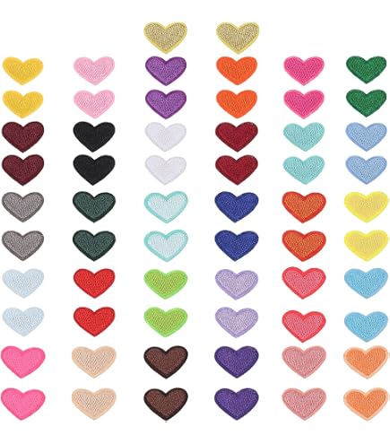 20 Patchs Thermocollants Cœur Colorés SAVITA | 2x2.6cm | Pour Réparation Et Décoration Vêtements
