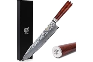 Sunlong 10-Inch Damascus Steel Chef Knife,Japanese 67 Layers VG-10 High Carbon Damascus Stainless Steel,Rosewood Straight Handle,Gift Packaging SL-DK1088R