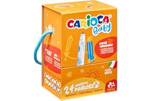 CARIOCA Baby Marker 2+: 24 Pennarelli Super Lavabili Punta Larga Sicuri Anti-Soffocamento in Scatola Rigida, per Bambini