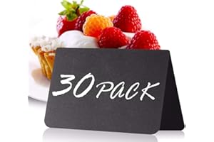 IRICUS 30 Piezas 10x7 cm Mini Pizarras de Mesa Decorativas para Buffet - Decoración de Bodas - Cumpleaños - Letreros de Pizarra para Buffet - Números de Mesa - Mini Pizarras para Mesa - Pizarras Pequeñas