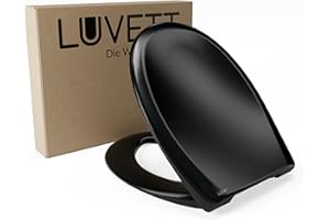 LUVETT® Toilettendeckel mit Absenkautomatik C770 oval, WC-Sitz mit 3 Befestigungsvarianten zur Wahl, Klobrille zum abnehmen aus antibakteriellem Duroplast, Farbe:Schwarz