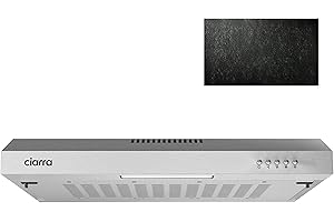 ‎CIARRA CIARRA Dunstabzugshaube 60cm 3 Leistungsstufen Abluft Umluft Unterbauhaube (Silber),Kompatible CBCS6903 Kohlefilter