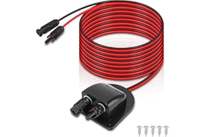 WHYCHSTORE Passe-câble solaire, Passe Toit Etanche Panneau Solaire avec 300 cm Câble pour Camping Car, Caravane et Bateau, Pièces et Accessoires pour Camping Car, connecteur de câble double entrée de câble