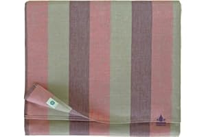 Linen & Cotton Nappe de Table Imperméable Antidérapant Anti Tache Silva - 100% Lin, Violet Rose Gris (147 x 350 cm) Rectangulaire Grande Rayé Facile à Nettoyer pour Maison Jardin Extérieur Balcon