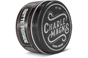 ‎CHARLEMAGNE Charlemagne Matte Haarpomade für Männer – 100 ml, Starken Halt,Lederduft – Wasserbasierte matte Pomade Styling-Haarcreme für Männer – Von Barbieren entwickelt, Made in Germany
