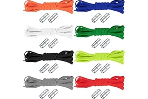 XiangJunly 8 Paia Elastici Lacci delle Scarpe Senza Allacciatura, Stringhe Regolabili Lacci con Chiusura in Metallo Senza Nodo No Tie Lacci, Lacci Elastici per Bambini Adulti Scarpe Sportive
