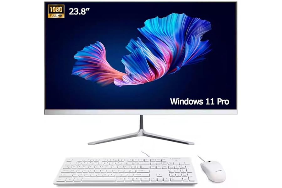 23.8" FHD IPS All-in-One pc,Windows 11 Pro Desktop Computer,Intel i5 Processor up to 4.4 GHz, 16GB RAM,256GB SSD,Wi-Fi, USB,HDMI, QWERTY-Keyboard and Mouse