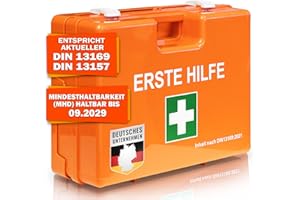 ‎KARAT KARAT Kleine Erste Hilfe Kasten für Betriebe DIN 13157:2021 gefüllt inkl. Wandhalterung | 1 Hilfe Verbandskasten Set für Werkstatt, Büros & Gastro, Notfallbox bis 50 Mitarbeiter (28x20x11,5 cm)