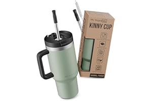 My Vesperbox Kinny Cup kubek termiczny ze słomką 500, 950, 1200 ml, kubek do kawy na wynos, ze stali nierdzewnej, bez BPA i melaminy