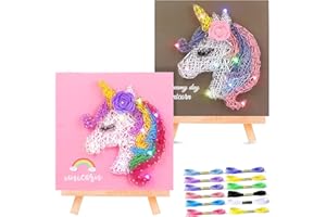 Tacobear 2pcs Einhorn Geschenke Mädchen Bastelsets für Kinder Einhorn Bastelset Spielzeug Einhorn String Art Kit mit LED-Licht Kreativspielzeug für Mädchen Jungen 8 9 10 11 12 Jahre