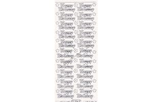 Starform Glitter Happy Birthday Greetings Peel Off Sheet In Silver