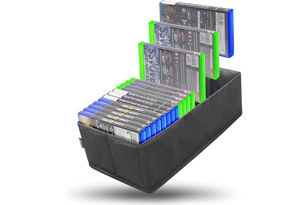 sisma Etui de Rangement Compatible avec Jeux PS5 Xbox PS4, Boîte Pliable pour Ranger et Organiser 22-25 disques de Jeux