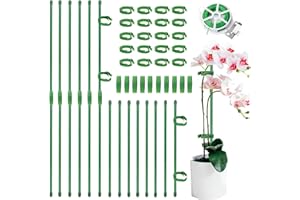 POTWPOT 20Pcs Plant Sticks Support, 40CM & 80CM Adjustable Single Stem Plant Support Stakes, Garden Plant Sticks Support with Buckles for Indoor and Outdoor Plants, Flowers, Tomatoes
