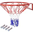 Anneau De Basketball GOPLUS 46cm Avec Filet - Fixation Murale Ou Sur Porte - Pour Intérieur Et Extérieur