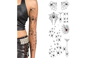 Tatodays black vampire flying bats tattoos temporary tattoos spiders ghosts scars women arm halloween realistic temp tatoo waterproof sp halloween tattoo (Spiders Webs)