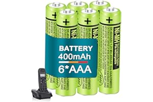 CUCESH BK-40AAABU 1.2 V AAA Rechargeable Ni-MH Batteries 400 mAh for Panasonic BT Gigaset Cord Phones Pack of 6