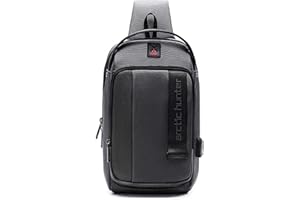 FANDARE Bolsa de Pecho Bolsos Cruzados Hombre Bolsa Deportiva de Hombro Bandoleras Cruzada 12 Inch Tablet con USB Bolsa de Hombro Bolsa de Mochila para Ciclismo Viaje Impermeable Poliéster Negro A