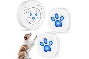Whimsii Dog Doorbell, Wireless Ring Bell to Go Outside, IP55 Waterproof Buttons, 55 Melodies, 4 Volume Levels & 950ft Range (White, 1 Reciever 2 Transmitters)