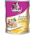 Whiskas Purrfectly Chicken, Chicken Entree Wet Cat Food for Adult Cats 1+ Years, Flavor Lock Pouch for Sealing Freshness, Made with Ingredients for a Complete Nutrition, 85g