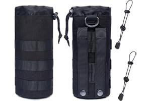 Mlysnd Funda Botella Agua, Porta Botellas de Agua, 2 Piezas Portabotellas de Agua Bolsa Tactica para Botella para Senderismo Camping Viajes Deportes (Negro)