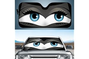 Hixingo Auto Frontscheibe, Sonnenschutz für Windschutzscheibe, 3D Auge Motiv Frontscheibenabdeckung, Faltbares Design Auto Sonnenschutz, UV-Schutz, für meisten Autos (grau)
