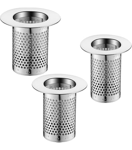 LEKEYE Filtro Sifone Per Scarico Doccia - In Acciaio Inox E Silicone - Anti Capelli E Anti Odori - Piatto E Antiscivolo - 2