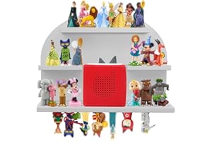 FURAOMEILI For Tonies Figures Shelf Magnetic,for Tonie box Wall Shelves,for Tonies Characters Organizer Audio Toy Figurine Storage Display Holder,Compatible Charging Station for Kid's Room,Pine,Arch,Gray White