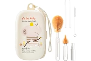 AKEN Baby Bottle Cleaner Brush - Clean Children's Drinking Bottles, Wine Glasses, Coffee Cups, Red Tea Cups, Drinking Kettles - Beige Elephant Travel Set