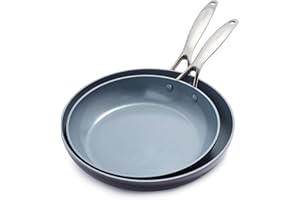 GreenPan Valencia Pro Poêle à frire en céramique anodisée dure antiadhésive 26 cm et 30 cm, sans PFAS, induction, lave-vaisselle, four, gris