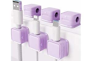 smofish Organizer per la gestione dei cavi con clip, confezione da 6 supporti magnetici per cavi da tavolo, supporto per caricabatterie a filo fortemente adesivo per comodino, utensili da cucina