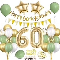 Serviettes Papier 60 Ans Motif Eucalyptus Doré - Lot De 40, 33x32 Cm, Pour Anniversaire Homme/femme