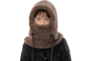 Générique Cagoule Unisexe Garcon Fille Thermique Bonnet Écharpe Enfant Hiver Chaud Ensamble Balaclava Casquette Polaire Enfant Chaud Cache Cou Oreilles Chapeau 3-10 Ans