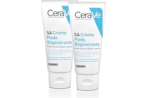 CeraVe Crème Pieds Régénérante SA | 2 x 88ml | Crème Pieds Nourrissante Exfoliante pour Pieds Très Sècs, Abîmés et Crevasses