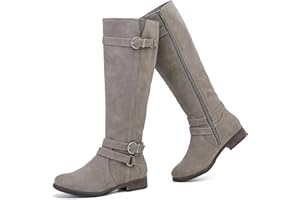 Ruiee Women's Knee High Boots - Stylish Comfortable Flat Round Toe Tall Riding Combat Boots Classic Side Zipper Closure Fall Winter Boots for Women.