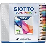 GIOTTO Supermina - Scatola Di Metallo Da 24 Matite A Pastello Colorate, 3.8 mm, Colori Intensi