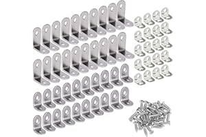 Soporte de Esquina,Saijer 60 Piezas Acero Inoxidable 90 Grados con Tornillos para Apoyar Bancos de Gabinetes de Mesa Muebles Inestables