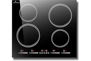 Induktionskochfeld 4 Platten, DELITEER Kochfeld Induktions Einbau 60CM, Individuelle Touch-Steuerung, 7200Watt, Herdplatte 4 Kochfelder Autark, Boost-Funktion, Schwarz, Kein Stecker, 230V