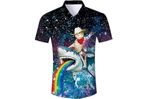 TUONROAD Hawaiian Shirt for Men Funny Cat 3D Printed Beach Shirt Short Sleeve Shit Shirt Mens Button Down Summer Casual Shirts M-XXL