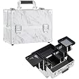 Joligrace Mallette à Maquillage Professionnelle Argent - Valise Rangement Ongles Cosmétiques Avec Bretelle