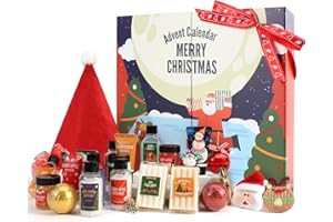 BODY & EARTH Kalendarz adwentowy 2024 dla kobiet, prezenty świąteczne dla kobiet, 24 zestawy do kąpieli bożonarodzeniowej z pudełkiem na prezent, 2 kolczyki na choinkę, do kąpieli bąbelkowej itp