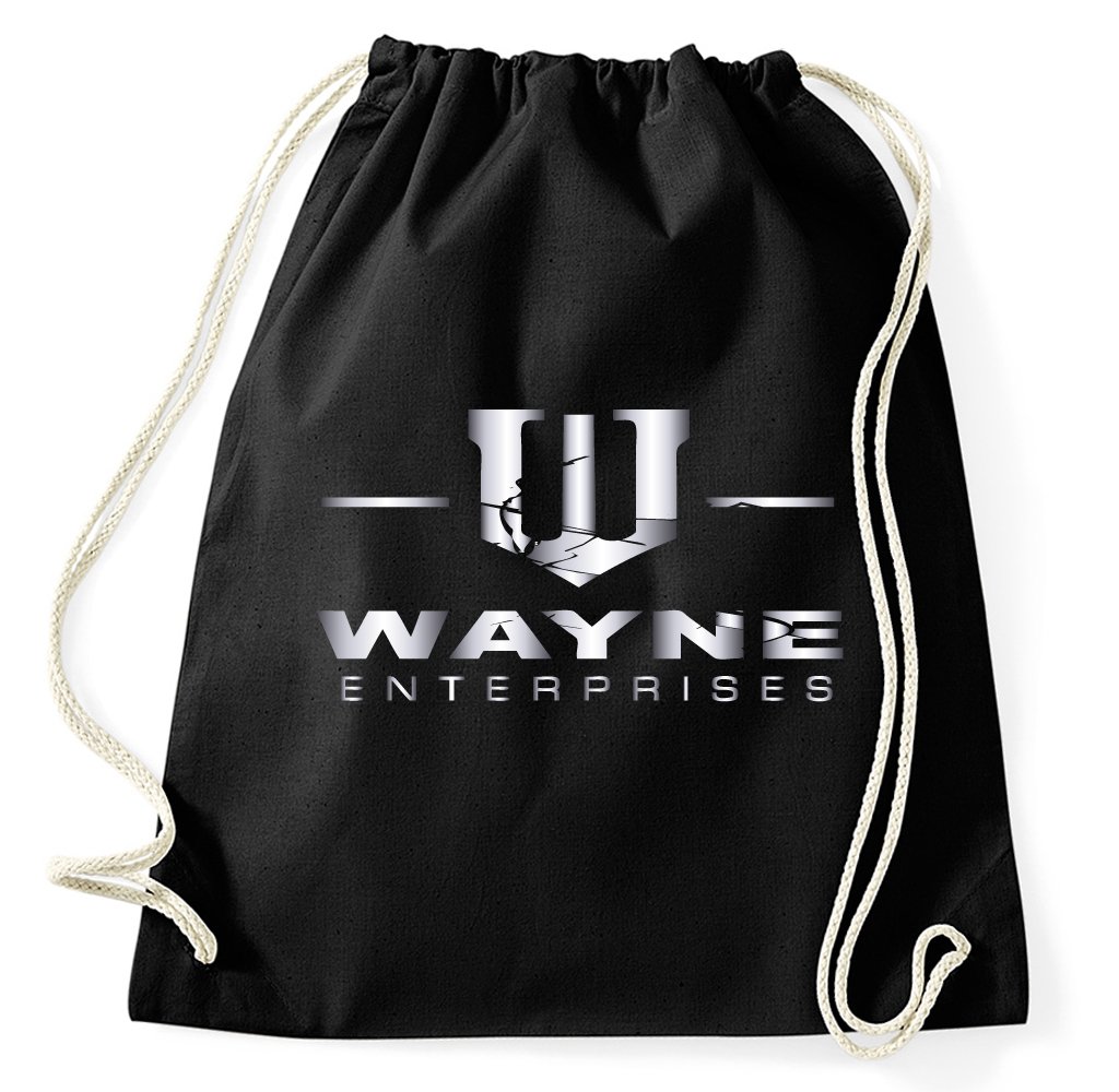 Wayne-Enterprises-Logo-Batman-Turnbeutel-Sportbeutel-Jutebeutel-Rucksack-Spruch-Sprche-Hipster-Design-schwarz