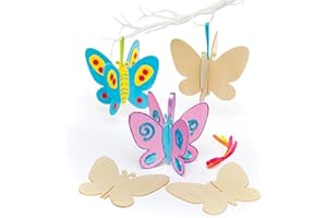 Baker Ross Papillons en Bois 3D Que Les Enfants pourront fabriquer et décorer - Kit de Loisirs créatifs Amusants pour Enfant (Lot de 6), AR432