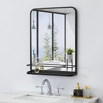 Specchio Da Bagno Rettangolare 61x71 Cm - Cornice In Metallo Nichel Spazzolato Nero Opaco, Stile Rustico, Verticale O Orizzontale - 4
