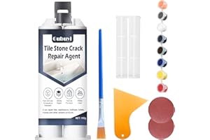 GUBUYI 100g Kit Reparation Carrelage, Kit de Réparation D'émail, Kit de Réparation de Baignoire, Kit de Réparation D'Évier en Céramique, pour Carrelage, Rayures, Trous, Fissures