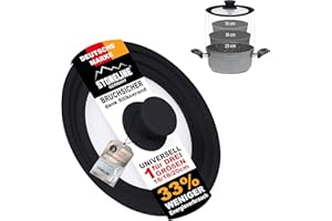 STONELINE Couvercle Universel en Verre pour Poêles Casseroles Faitouts Marmites de 16/18/20 cm, Bord en Silicone, Couvercle Multifonction Résistant à la Chaleur, 3 Tailles, Noir