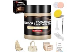 CENOZO Flüssigleder Beige,Leder Reparatur Set,Lederpflege für Ledercouch,Autositz Reparatur,Vinyl Möbel,Kunstleder Reparaturset Für Reparatur Lederfarbe,Fleck,Schramme,Risse und Bleichen