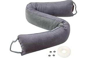 MAGZO Draft Excluder for Doors 107 cm, Under Draught Excluder for Doors with Hook & Loop Noisy Blocker, Grey