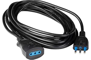 POLY POOL PP0382.1S Prolunga Elettrica Nera 250V Cavo Estensibile 5 Metri - Spina Italiana 10A 2P+T - 100% Made in Italy
