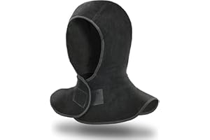 Leaseek Cappuccio di saldatura, ignifugo protezione di saldatura con collo spalla drappeggio, cappuccio saldatore per uomini e donne (nero)
