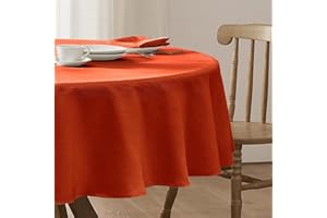 Softalker Mantel Redondo de otoño Naranja 120,Estructura de Lino,Lavable,Resistente al Agua,Lavable,Antimanchas,Mantel Decorativo para Exteriores,Fiestas,cumpleaños,jardín,otoño,Invierno,Halloween